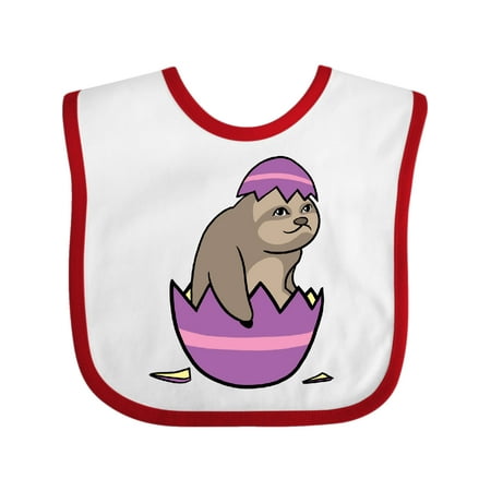 

Inktastic Easter Cute Sloth in a Purple Egg Gift Baby Boy or Baby Girl Bib