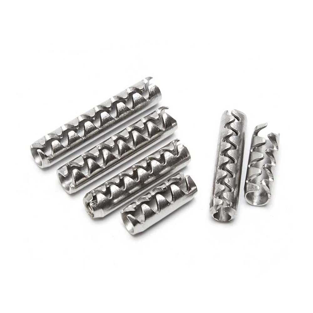 10 Pcs 304 Stainless Steel Toothed Cylindrical Corrugated Pins for Mechanical Fixtures 2x16mm.