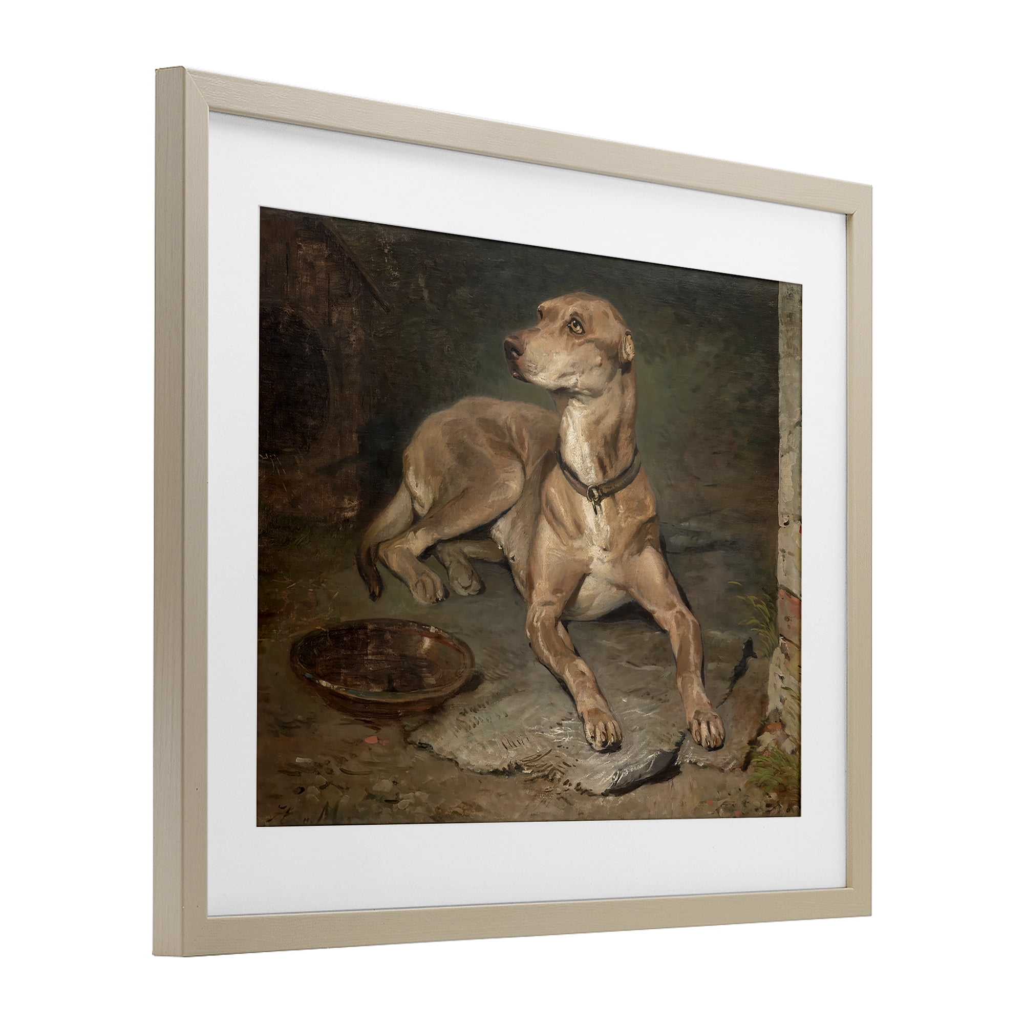 Stupell Industries Historical Dog & Bowl Birch Framed Print Under Glass, design by Lil' Rue