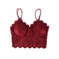 thumbnail image 5 of PULLIMORE Womens Sexy Deep V Backless Lace Bralette Crochet Tank Top Camisole Padded Bra Crop Lingerie Bra Size M-L "Red", 5 of 8