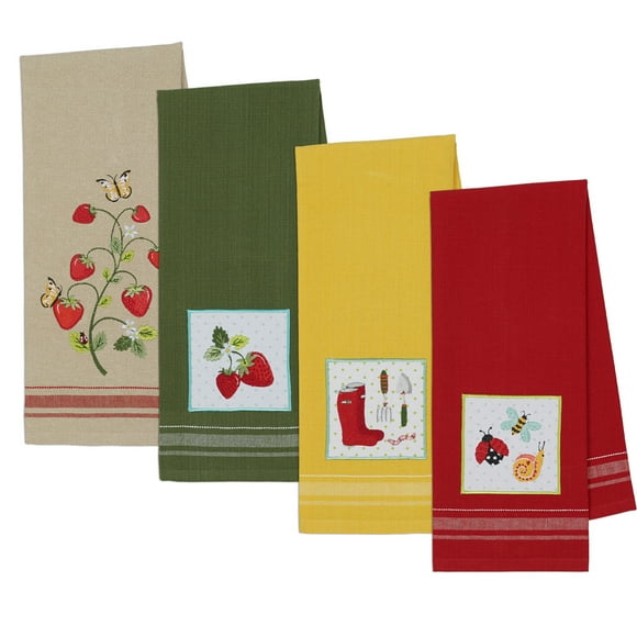 DII Strawberry Patch Embellished Dishtowel