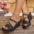 thumbnail image 3 of Wedge Sandals for Women Polka Dot Open Toe Strappy Platform Slides Heels Comfortable Non Slip Causal Summer Walking Shoes Black Size 8.5, 3 of 6