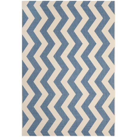 Safavieh Courtyard Ayden Chevron Indoor/Outdoor Area Rug, Blue/Beige, 5'3" x 7'7"
