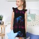 thumbnail image 4 of Fotbe Futuristic Purple Panther Vestido de Dormir para Niñas de 3 a 10 Años, Mangas Cortas, Estilo Princesa, Pijama Camisón con Mangas Voladas-Medium, 4 of 6