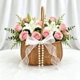 thumbnail image 2 of Woven Flower Basket,Sturdy Handle Lightweight Portable for Wedding Display Home Tabletop Fall Decor, 2 of 6
