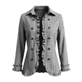 thumbnail image 4 of Cmtiyu Ruffled Trim Jackets for Women Long Sleeve Laple Double Button Plaid Jacket Casual Fall Outerwear Jacket Tops S-3XL, 4 of 10
