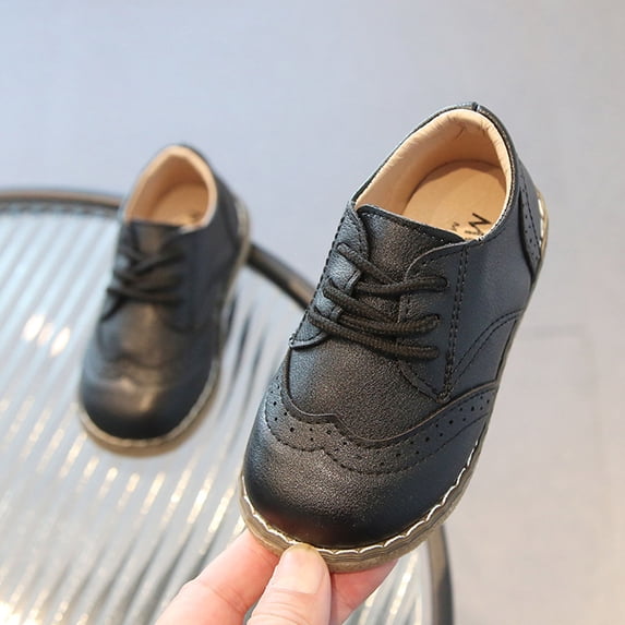 QUOTAY Black Boys Girls British Style Dress Shoes Children Shoes School Style Casual Shoes Kids Slippers Age 1-6 Black,3.5-4 Years