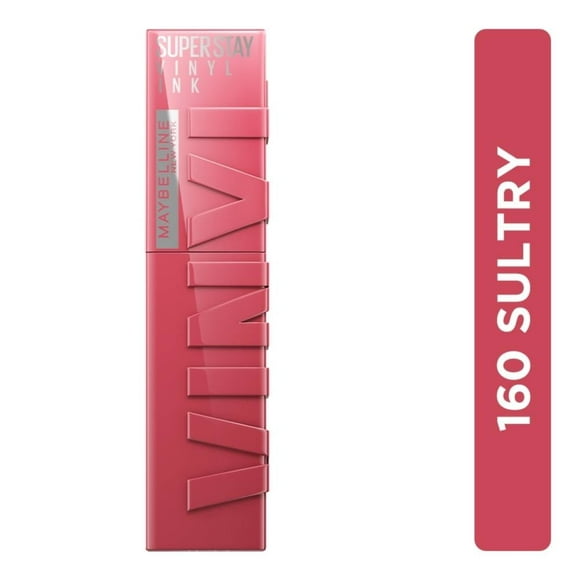 Labial líquido brillante de larga duración, Maybelline Superstay Vinyl Ink tono Sultry 160, 4.2ml