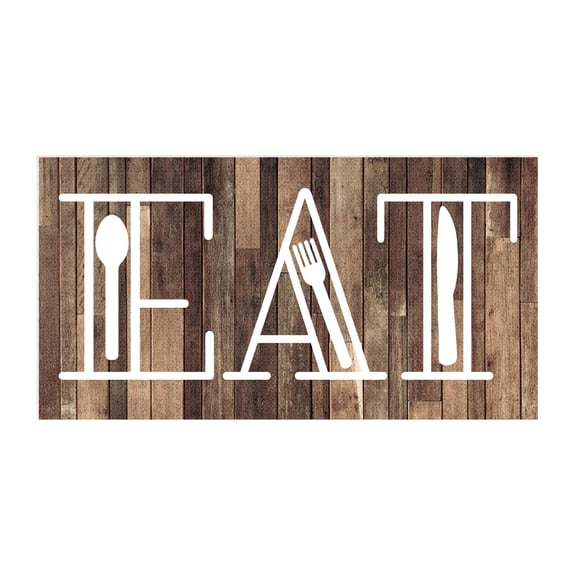 Eat Mocha Parquet White Utensils 20 x 10 Wood Wall Sign Plaque