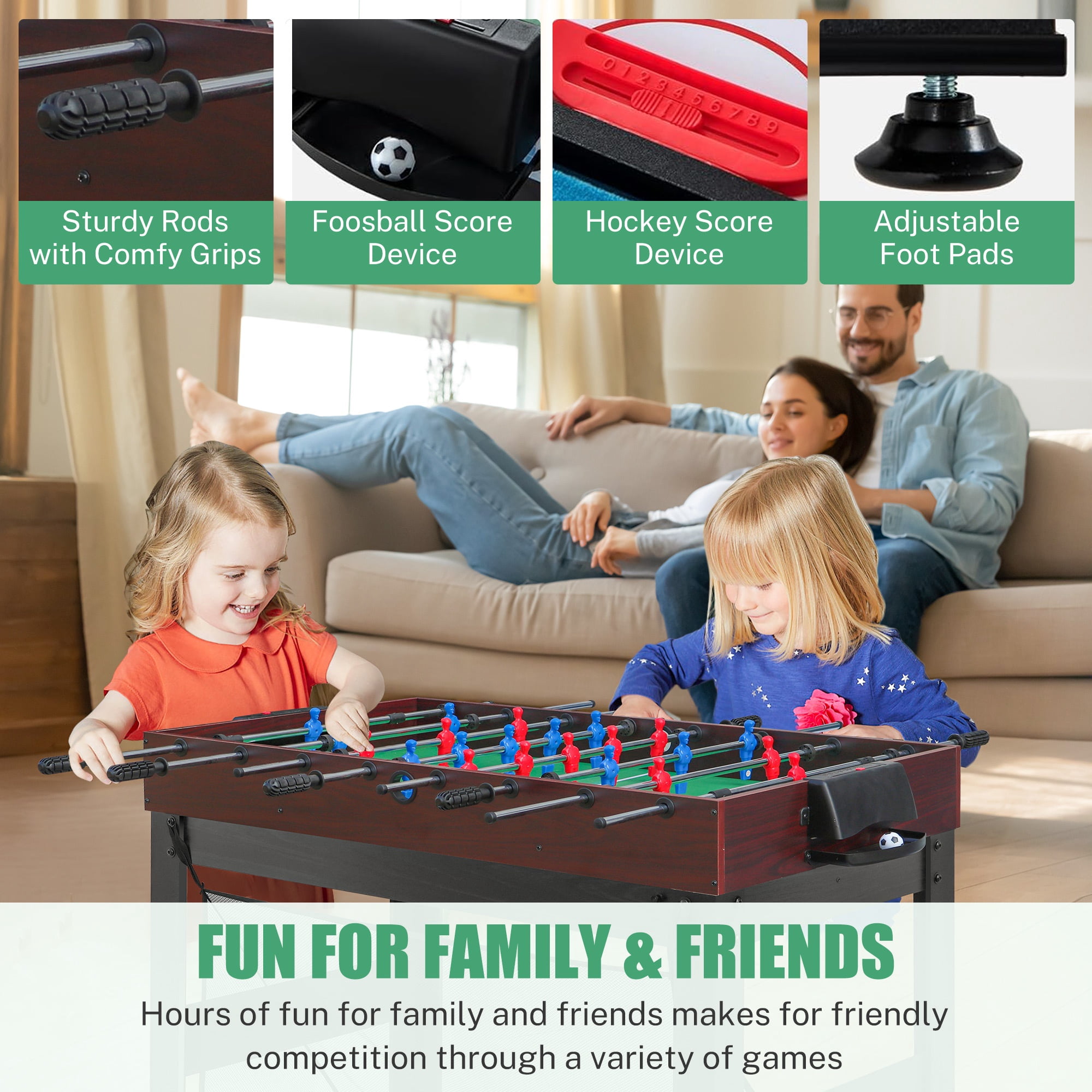 16 in 1 Combo Game Table, SHINPT Game Table for Kids/Adults, 48" Multi Game Table with Foosball, Billiards, Ping Pong, Air Hockey, Board Game table for Game Room, Backyard & Family Gatherings