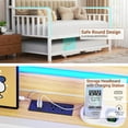 thumbnail image 5 of Hijob Modern Sturdy Metal Twin Daybed Frame with Trundle & Upholstered LED Headboard, Sofa Bed for Living Room & Bedroom, White & Natural Wood, 5 of 11
