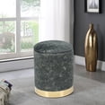 thumbnail image 4 of Homebeez Velvet Round Storage Ottoman,Upholstered Round Ottoman with Storage Round Footstool Makeup Vanity Stool,Gray&Green, 4 of 8