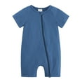 thumbnail image 1 of Gibobby Ropa Para Bebe de verano para niño y niña, sin mangas, de Color sólido, ropa cómoda para el , trajes con cremallera(Azul, 6-12 Meses), 1 of 5