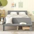 thumbnail image 2 of Tabaray Full Size Bed Frame with 2 Storage Drawers, Wooden Platform Bed with Footboard Bench and Headboard, Modern Montessori Bed for Boys Girls Bedroom, No Box Spring Needed, Gray, 2 of 14