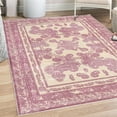 thumbnail image 1 of Boho Decorative Rug, Vintage Look Ethnic Look Pattern of Paisley Details and Bohemian Feels Damask, Quality Carpet for Bedroom Dorm and Living Room, 6 Sizes, Pink and Eggshell, by Ambesonne, 1 of 4