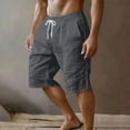 thumbnail image 2 of lcziwo Mens Gym Shorts with Pockets Classic Fit Outdoor Elastic Waist Hiking Shorts Cotton Linen Camping Fishing Travel Drawstring Chino Short Dark Gray XL, 2 of 8