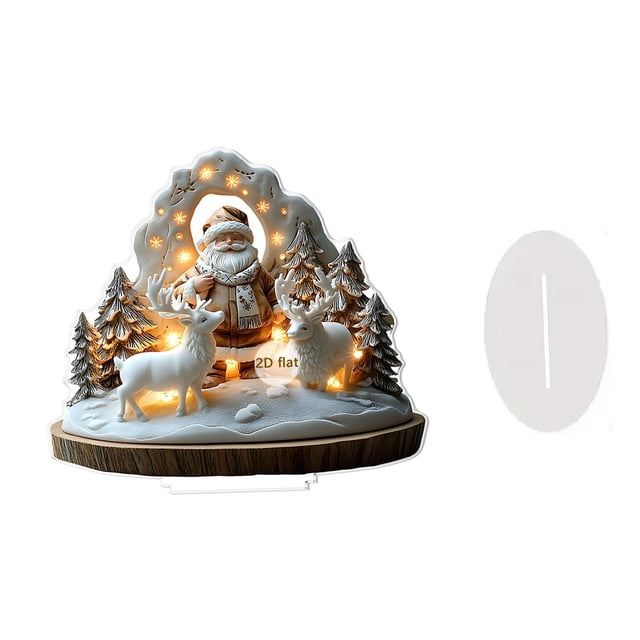 Adorno acrílico bidimensional, letrero, regalo, objeto de colección, artesanía, obra de arte, placa navideña, decoración de mesa, centro de mesa, mueb Papá Noel