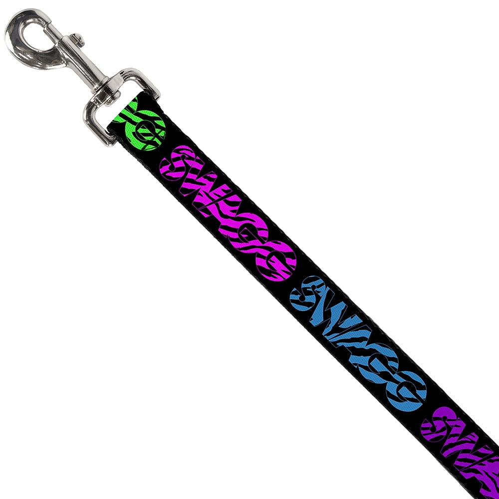 Buckle-Down Pet Leash, Dog Leash, Swagg Black Zebra Multi Neon, 6 Feet Long 1.0 Inch Wide