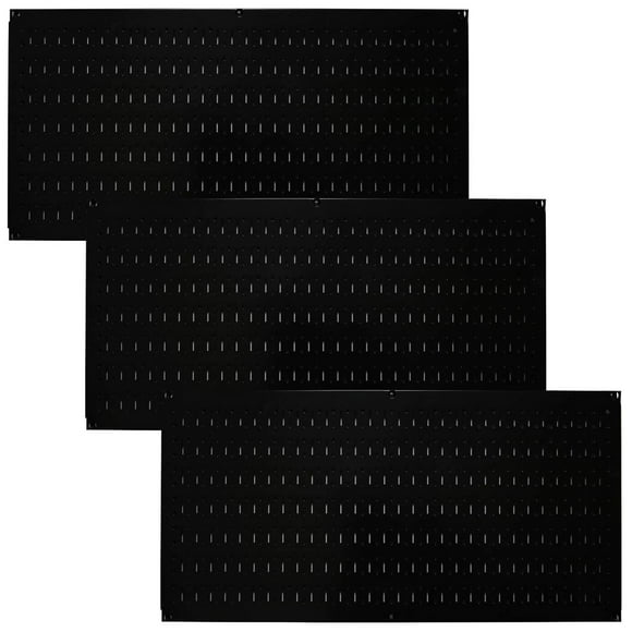 Wall Control 32" x 16" Horizontal Pegboard Tool Organizer, Black (3 Pack)