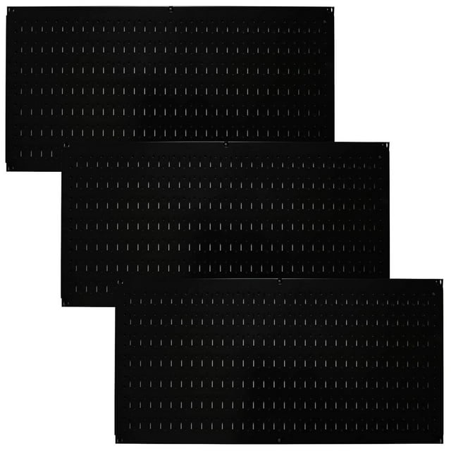 Wall Control 32" x 16" Horizontal Pegboard Tool Organizer, Black (3 Pack)