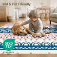 thumbnail image 4 of ODIKA 5'x7' Navy Pink Geometric Floral Stripe Washable Area Rug Intricate with Circles and Arches for Dining Room, Under Table, Home Office, Non-Slip Chair-Friendly, 4 of 7