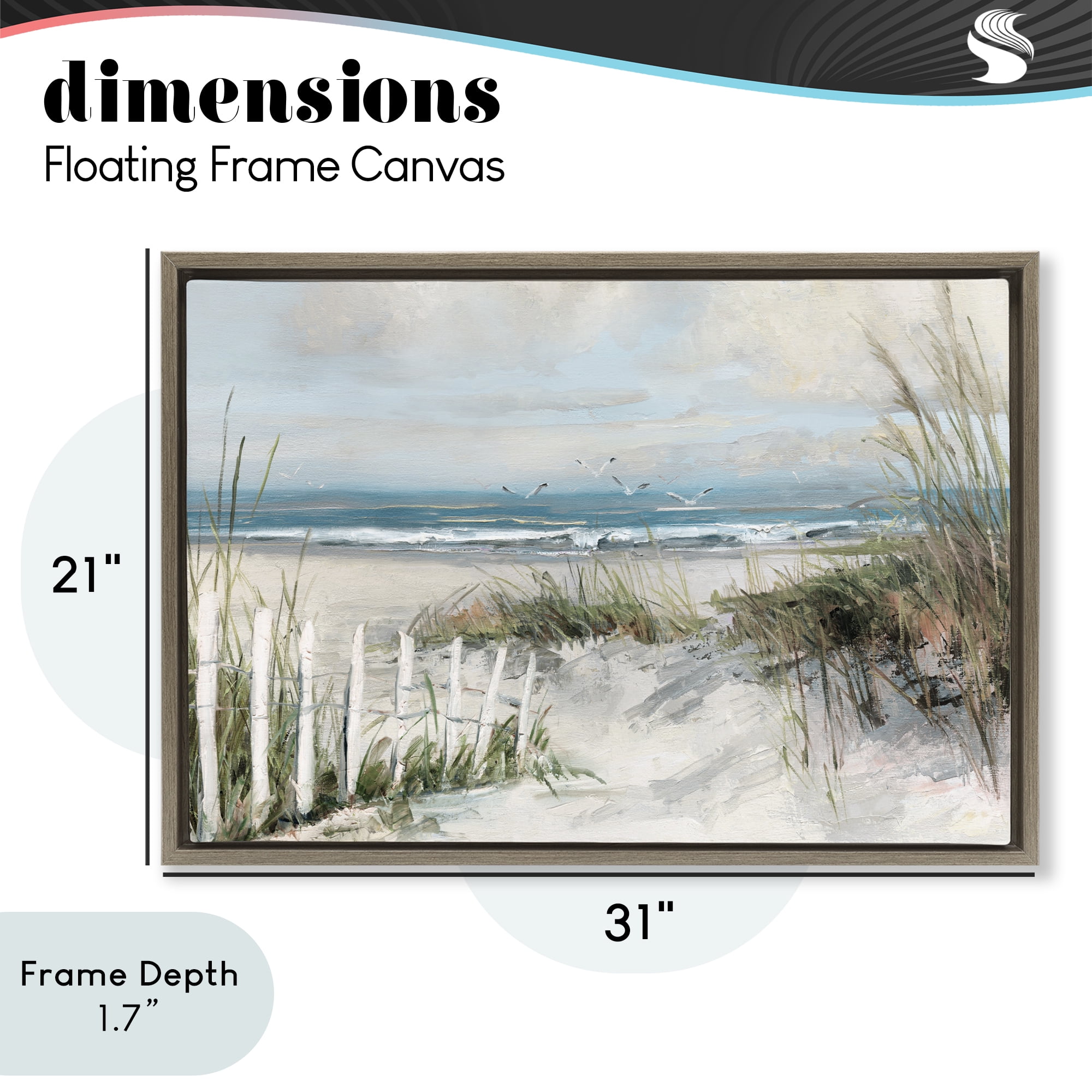 Stupell Industries Dunes With Weathered Fence Brown Framed Floater Canvas Wall Art, design by Sally Swatland