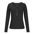 thumbnail image 6 of Women's Ribbed Long Sleeve Crew Neck Slim Fit Stretchy Basic T Shirts Tops Button Up Henley Shirts Fall Clothes, 6 of 8