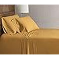thumbnail image 3 of Brooklyn Loom Solid Cotton Percale Mustard Queen Sheet Set, Yellow, 3 of 4