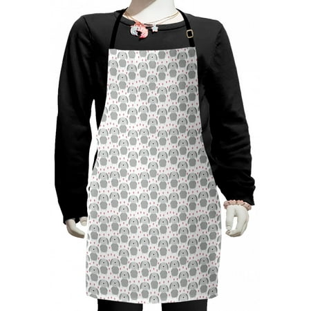 

Nursery Kids Apron Dogs with Droopy Ears Childish Doodle with Heart Shapes Boys Girls Apron Bib with Adjustable Ties for Cooking Baking Painting Dried Rose Pale Grey by Ambesonne