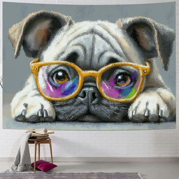 Patifu Sad Dog Tapestry Wall Hanging Unique Style, Graphic Art for Home Decor in Living Room Bedroom Apartment Farmhouse Dorm 40x30inch