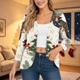 thumbnail image 3 of EANJE Women Christmas Graphic Open Front Cardigan, 3/4 Sleeve Loose Lightweight Shrug, Casual Printed Thin Knit Layering Top Multicolor S, 3 of 6