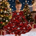 thumbnail image 2 of SuTry Girls Christmas Printed Long Sleeve Twirly Skater School Recital Dress Long Sleeve Round Neck Dress for Kids 4-15 Years(Multicolor#3,12-13 Years), 2 of 5