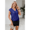 thumbnail image 6 of V Neck Sequin Short Sleeve Tops for Women Elastic Sparkly Tank Top Blue XXL, 6 of 7