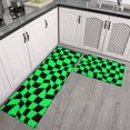 thumbnail image 2 of Green and Black Wavy Checkered Pattern Anti Fatigue Kitchen Rugs Set Of 2, Non Slip Washable Decorative Floor Mats for Kitchen Sink Laundry, 17"x30" and 17"x47", 2 of 3