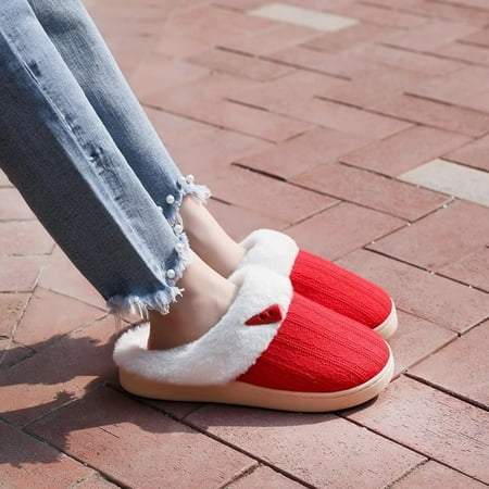 

Women s Slip on Fuzzy House Slippers Memory Foam Slippers Scuff Outdoor Indoor Warm Plush Bedroom Shoes with Faux Fur Lining