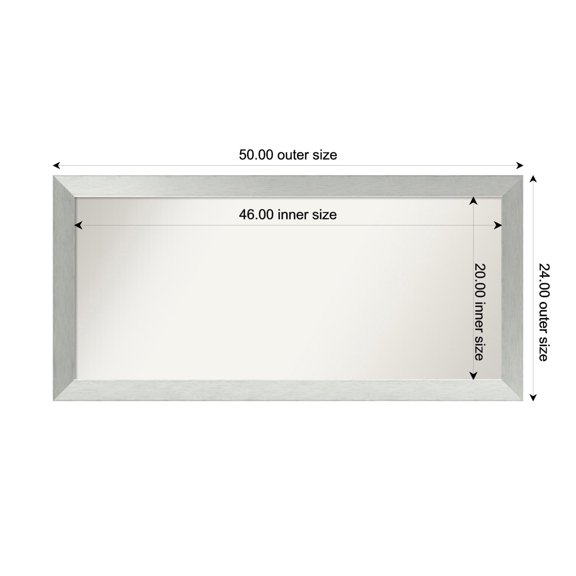 Amanti Art Custom Framed Wall and Bathroom Mirror (24 x 50 in.), Brushed Sterling Silver Frame