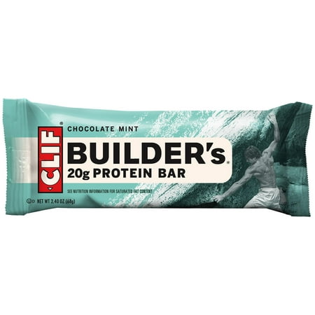 Clif Builder's Bar, 20 Grams of Protein, Chocolate Mint, 2.4 Oz, 12 Ct