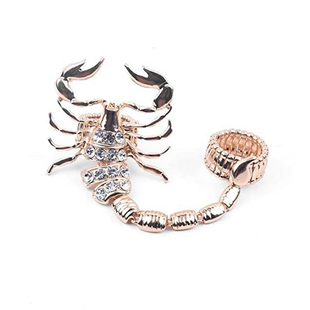 Anillos Dobles De Escorpión Punk, Anillos De Aleación De Diamantes De Imitación Pavimentados, Anillo Grande De Animal Con Personalidad Genial, Joyería De Estilo Rock Para Mujer Guardurnaity AP005952-00