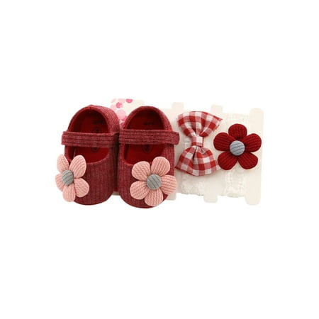 

Wassery Baby Baptism Shoes and Headband Set Soft Sole Floral Mary Jane Flats and Hairbands 3 Piece Set for Infant Girls