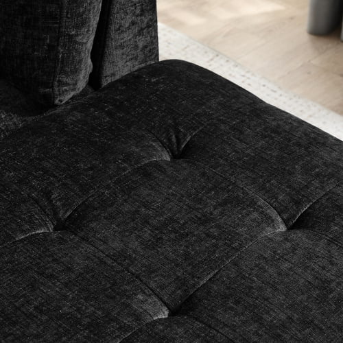 Howcool L Shaped Sectional Sofa, 4 Seater Couch with Chaise Lounge, Storage Ottoman, Cup Holders and Pillows, Modern Linen Fabric Couch for Living Room(Black)