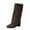 Brown, variant on Winter Boots for Women Retro Flared Mid Calf Boots Chunky Low Heel Pointed Toe Fashion Booties for Fall Outfits Black