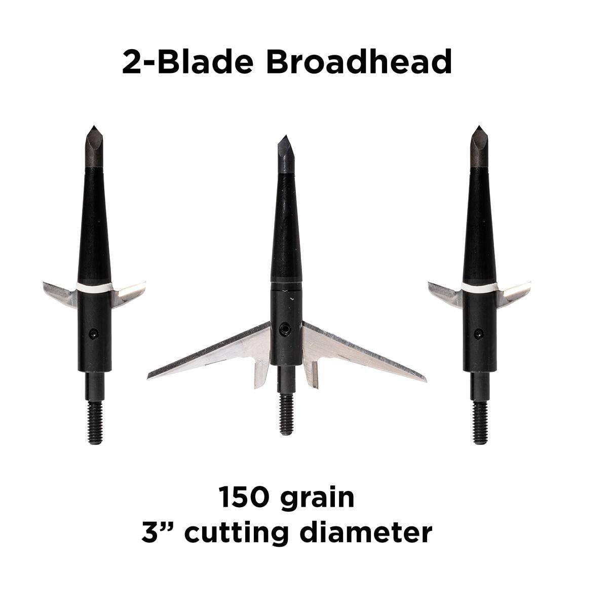(Pack of 3) Expandable 2-Blade Broadheads by Swhacker, 150 Grain, 3" Cut, Razor-Sharp Performance