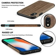 TENDLIN iPhone XR Case Wood Grain and Flexible TPU Silicone Hybrid Slim Case Compatible with iPhone XR (2018) - Black