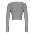 thumbnail image 6 of Women's Long Sleeve Square Neck Crop Top Knitted Slim Fitted Shirts Y2k Trendy Basic Blouse Solid Color Casual Fall Clothes (Gray XL), 6 of 6