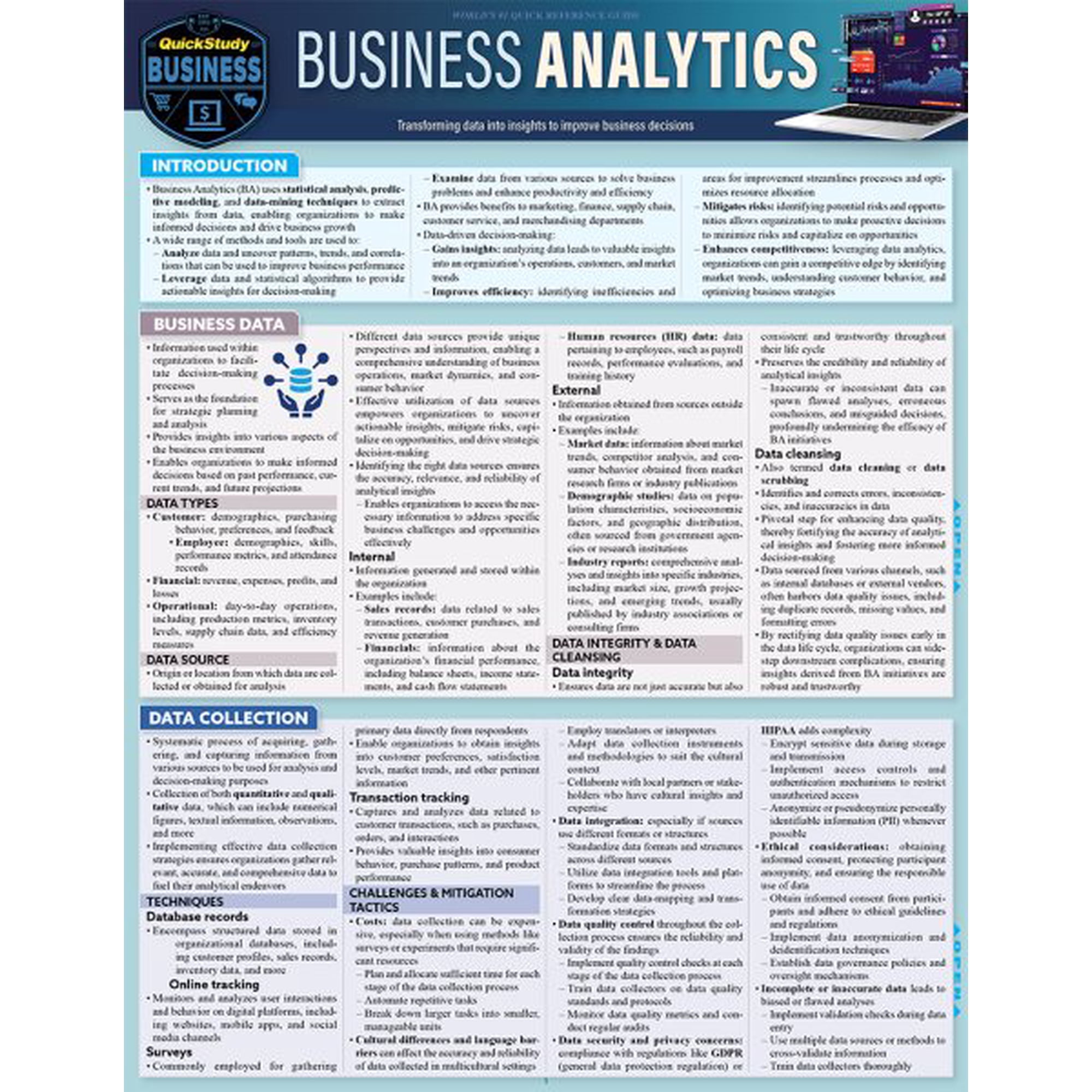 Business Analytics : a QuickStudy Laminated Reference Guide (Edition 1) (Other)