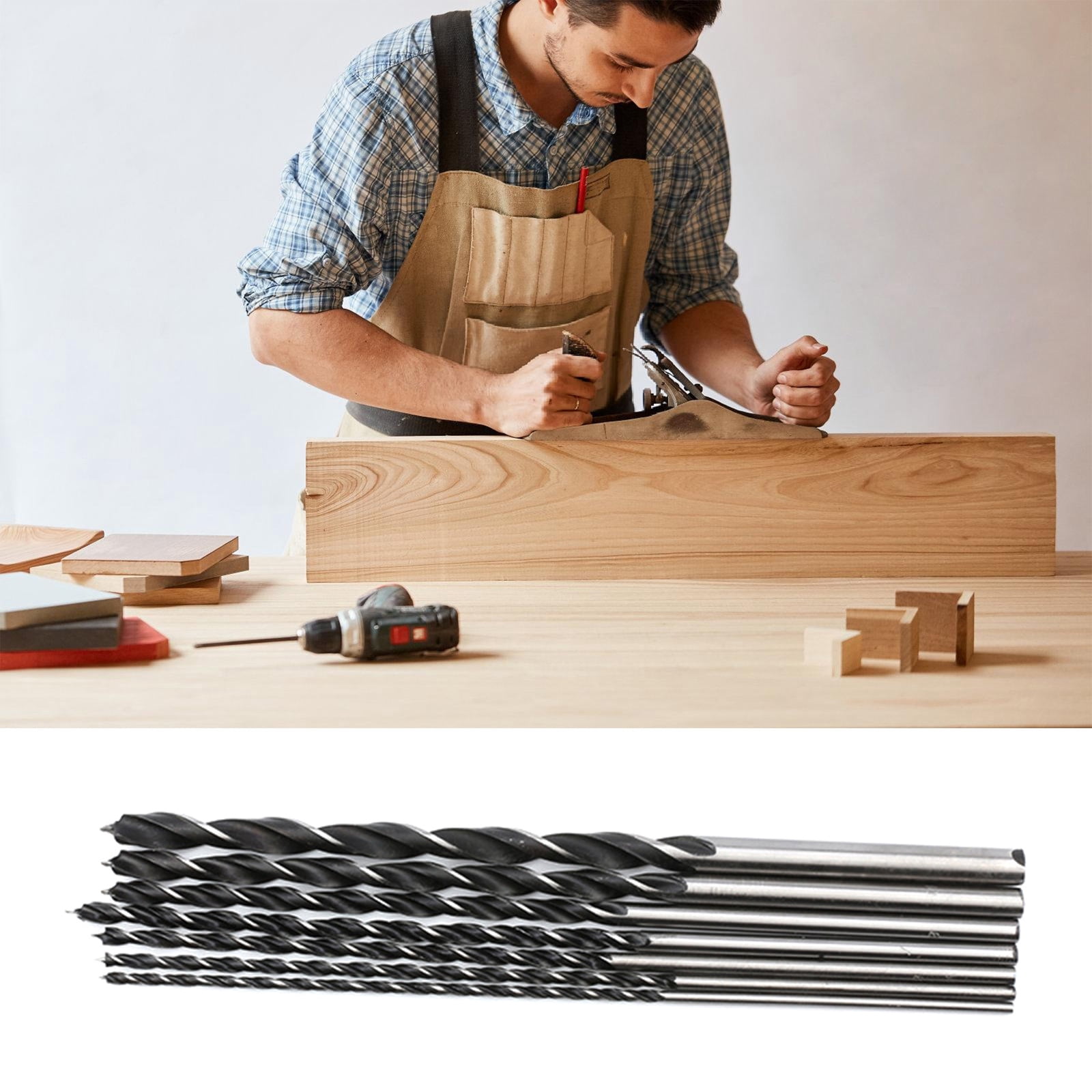 7pc Extended 300mm Woodworking Drill Bit Set High Carbon Steel Bit For Deeply Hole Drilling In Hardwood Plywood Beams