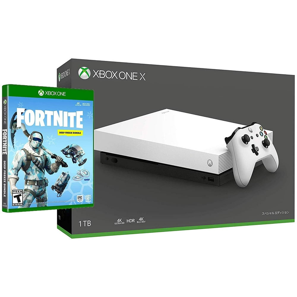 Microsoft Xbox One X White Special Edition Fortnite Frostbite Bouns