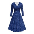 thumbnail image 3 of Adeawade Casual Dresses For Women Sparkly Sequin Party Dress Midi Length Off Shoulder Sleeveless Clubwear With Flowy Skirt Crewneck Dresses Elegant Clothes M Blue, 3 of 4