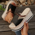 thumbnail image 4 of Sandalias de Cuña de las Mujeres Casuales Open Toe Mule T Correa, Zapatos Negros de las Mujeres Más Tamaño Tejido Tacón Primavera Verano, 4 of 9