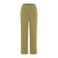 thumbnail image 4 of felwors Women's Straight Leg Pants High Waisted Button Stretchy Business Work Casual Trousers Multiple Pockets Yellow, M, 4 of 6